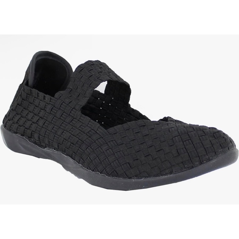 Bernie Mev Cuddly Kids Black Woven Elastic Mary Jane Flats Memory Foam Size 35
